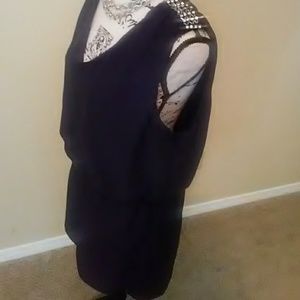 Black romper rhinestone vneck